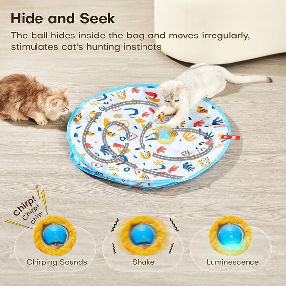 Interactive Cat Toys, Fast Moving Ball in Play Mat, Automatic Motion Activated B - Picture 3 of 6